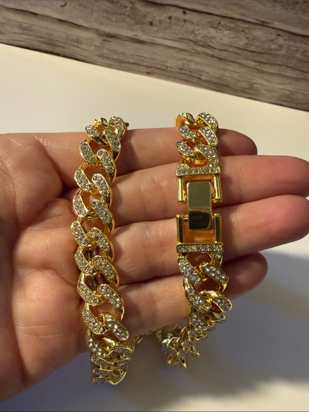 Men's Iced Out Gold Plated Diamond Cuban Link Chain Necklace